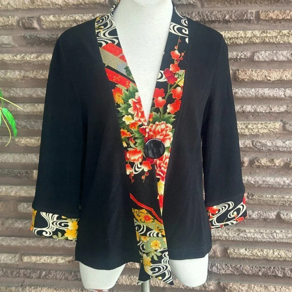 Soft Surroundings Asian Inspired Art to Wear Kimono Style Cardigan Sweater - Picture 8 of 8